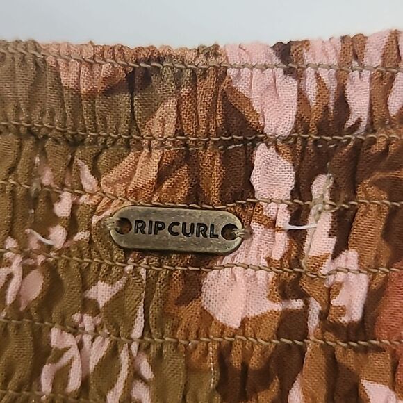 Rip Curl Floral Print Desert Dreams Smocked Poplin Maxi Dress Moss Bronze Size L - Picture 12 of 16
